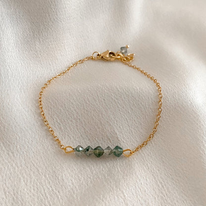 Moosachat-Armband – Gold
