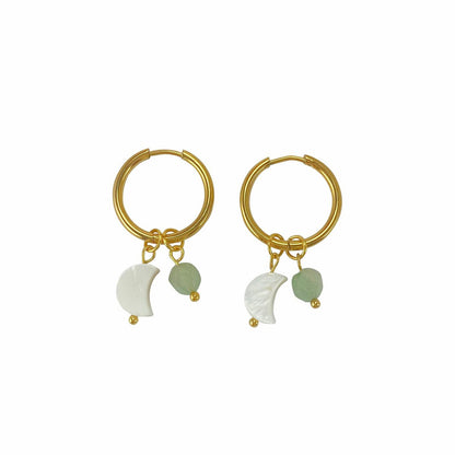 Ohrringe Muschelmond & Aventurin - Gold