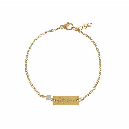 Armband Self Love & Rosenquarz – Gold