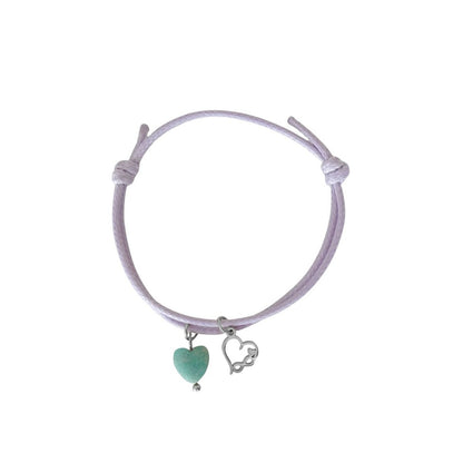 Wachskordel-Armband Amazonit & Unendlichkeitsherz – Silber