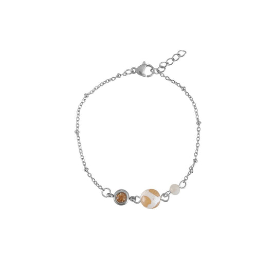 Dzi-Armband aus Achat und Mondstein – Silber