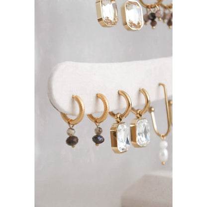 Ohrringe aus Labradorit und Zebra-Feldspat – Gold