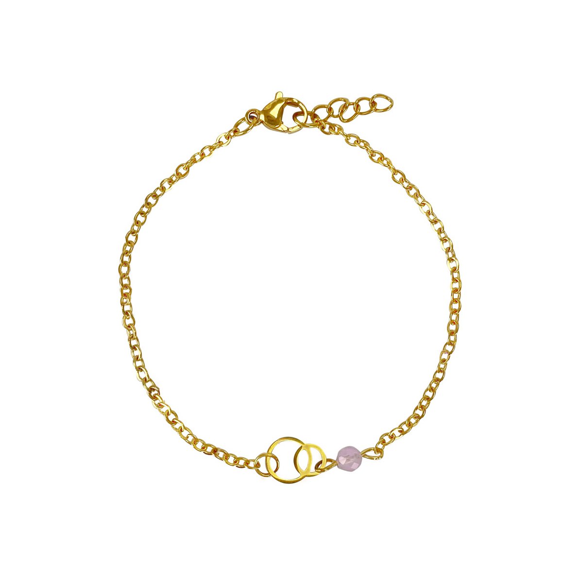Armband Ringe & Rosenquarz - Gold