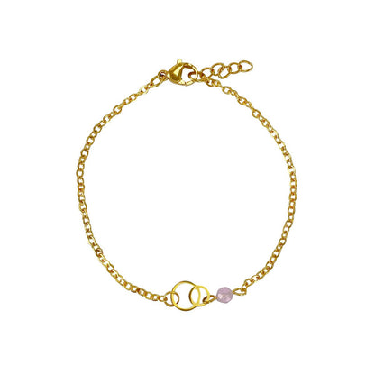 Armband Ringe & Rosenquarz - Gold