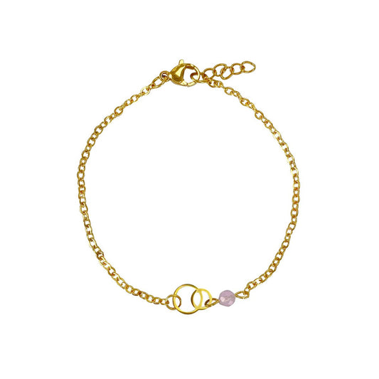 Armband Ringe & Rosenquarz - Gold