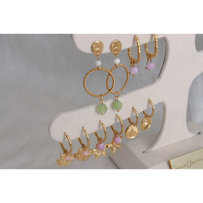 Statement-Ohrringe Peridot und Mondstein – Gold