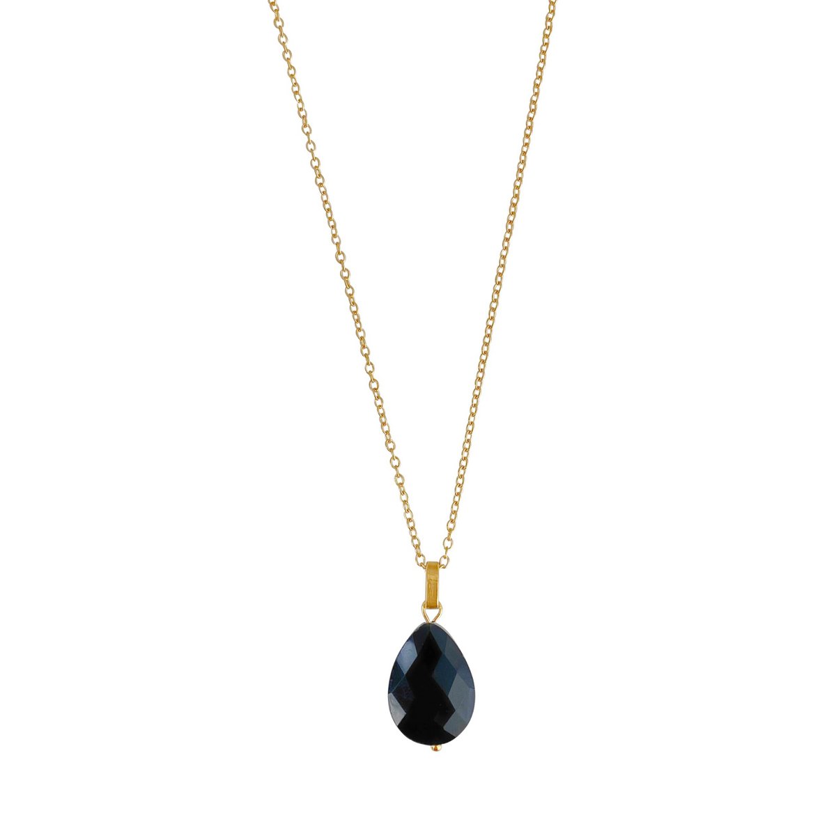 Halskette Schwarzer Achat Facette – Gold