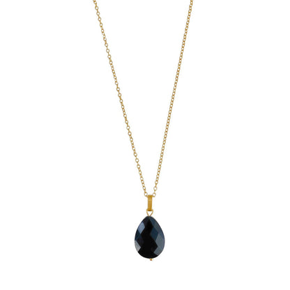 Halskette Schwarzer Achat Facette – Gold