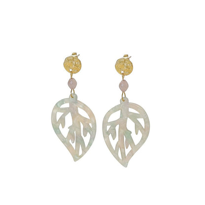 Kunzit-Blatt-Statement-Ohrringe – Gold