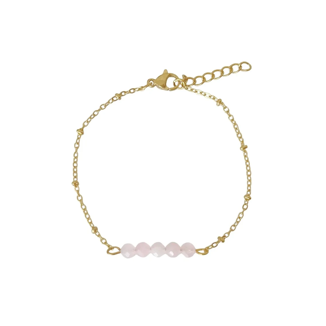 Armband Rosenquarz Facette - Gold
