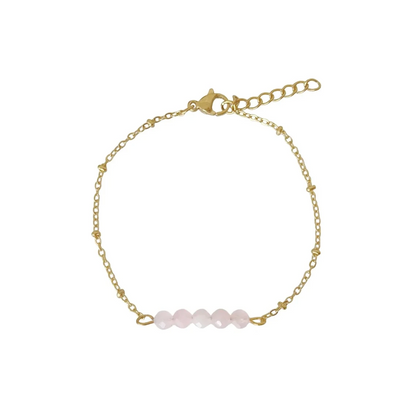 Armband Rosenquarz Facette - Gold