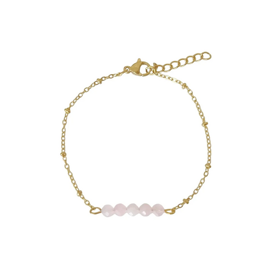 Armband Rosenquarz Facette - Gold
