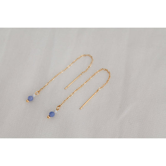 Einfädler-Ohrringe Howlith und blauer Aventurin – Gold