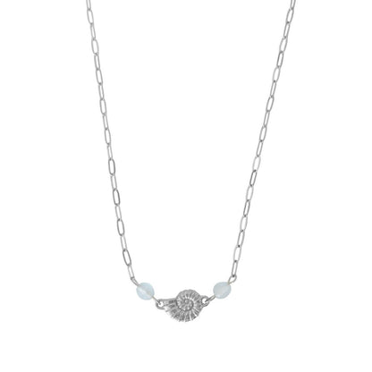 Muschelkette Aquamarin – Silber
