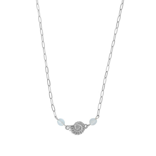 Muschelkette Aquamarin – Silber