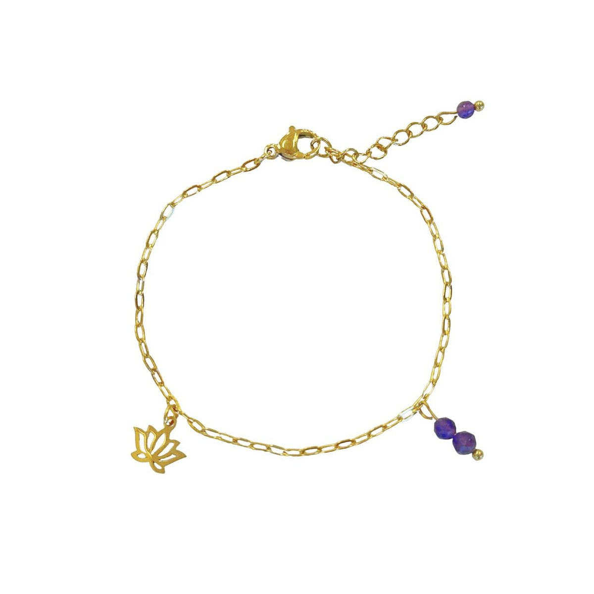 Lotus- und Amethyst-Armband – Gold