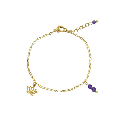 Lotus- und Amethyst-Armband – Gold