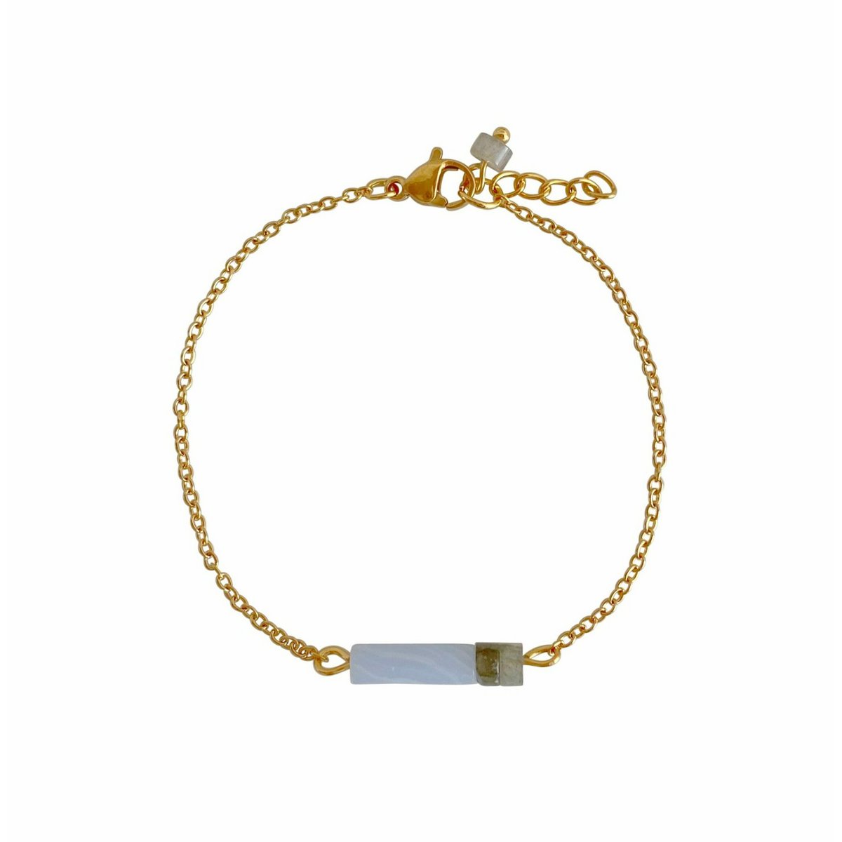 Armband Aquamarin und Labradorit - Gold