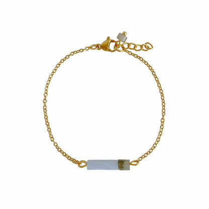 Armband Aquamarin und Labradorit - Gold