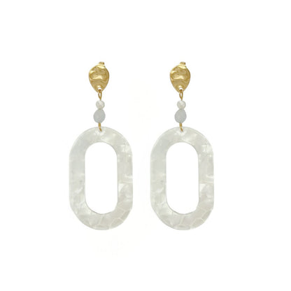 Statement-Ohrringe Muschel & Aquamarin – Gold
