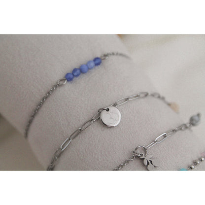 Armband Blauer Aventurin & Palmblatt – Silber