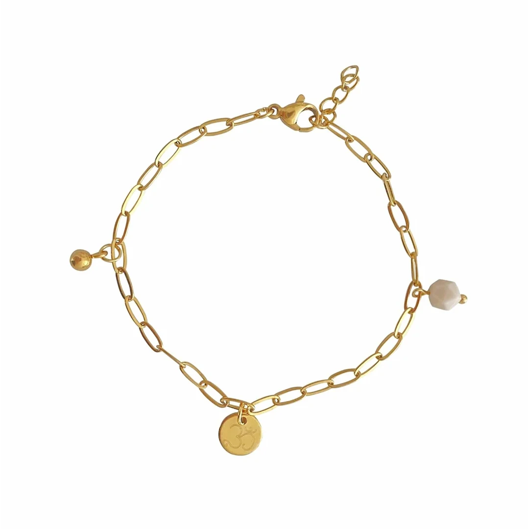 Armband Ohm Charm & Jade – Gold