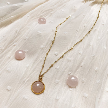 Halskette Rosenquarz – Gold