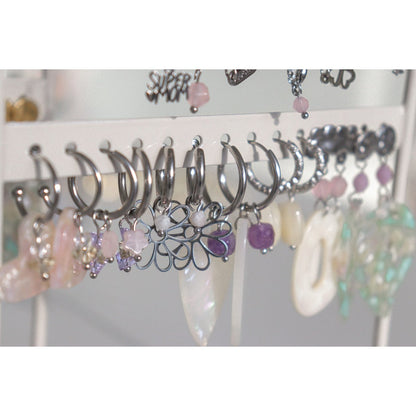 Blumen- und Mondstein-Ohrringe – Silber