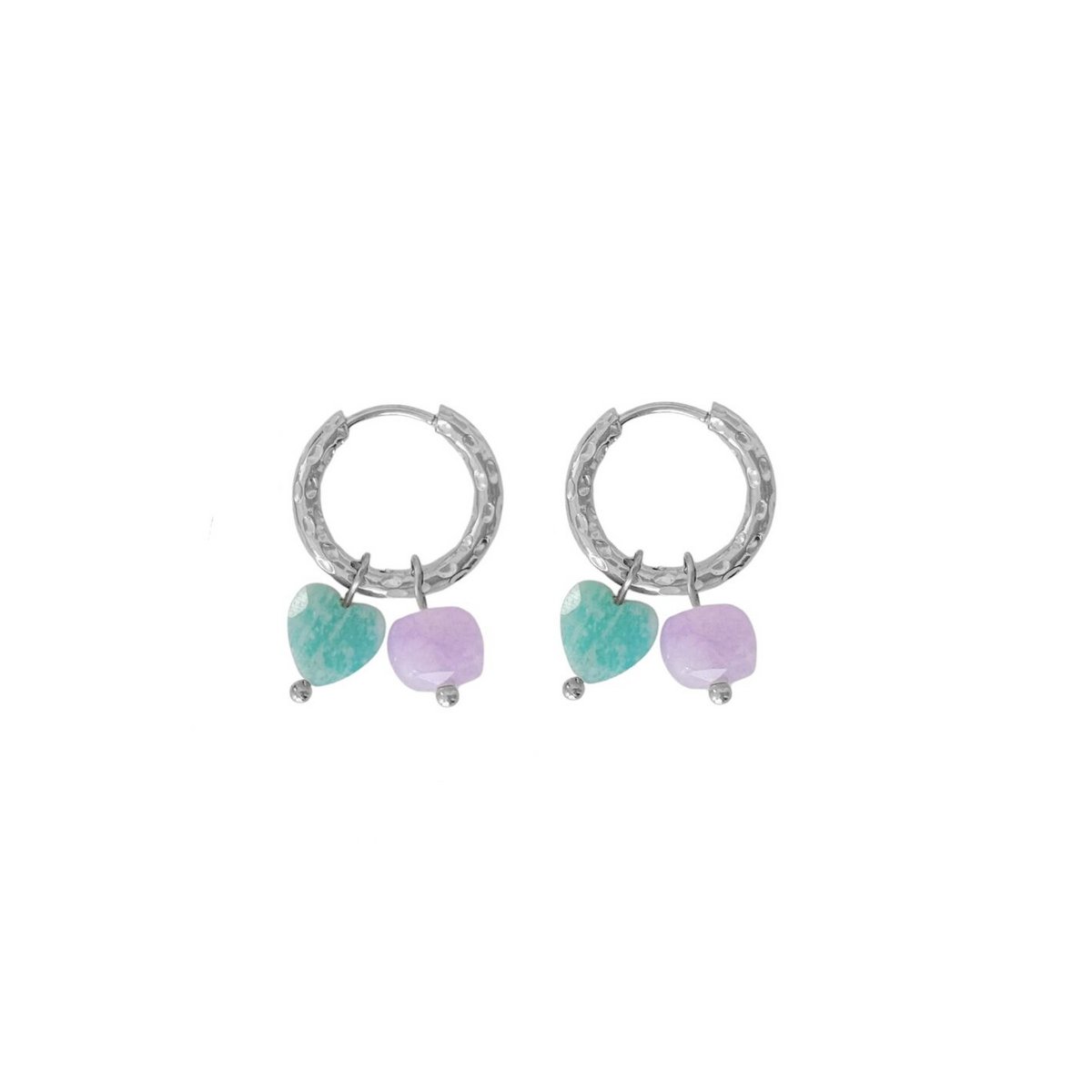 Ohrringe Amazonit Herz & Lavendel Jade – Silber