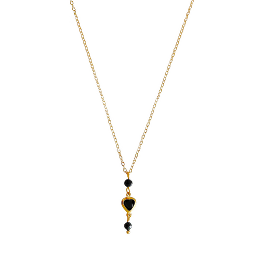 Halskette mit Kristallherz und Turmalin – Gold