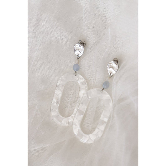 Statement-Ohrringe Muschel & Aquamarin – Silber