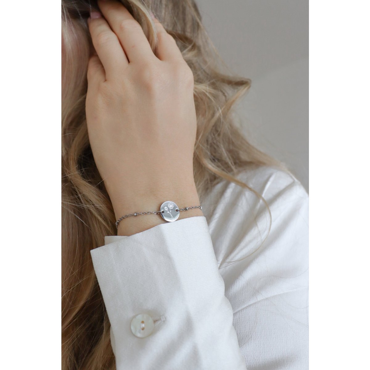 Geburtsblumen-Armband, silberfarben – Monat wählbar