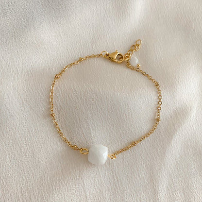 Facettiertes Mondstein-Armband – Gold