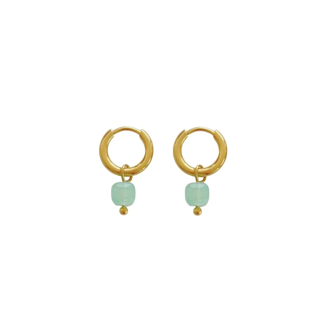 Amazonite Kubus Ohrringe - Gold
