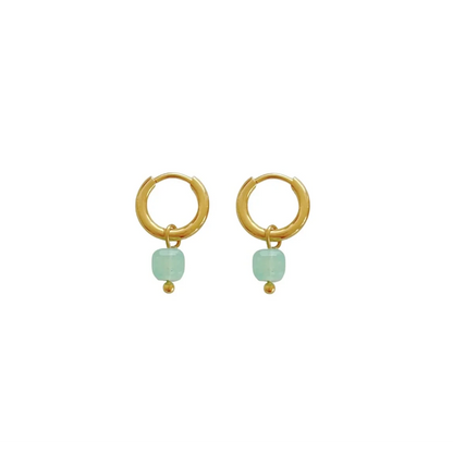 Amazonite Kubus Ohrringe - Gold