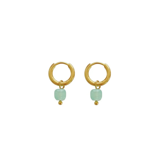 Amazonite Kubus Ohrringe - Gold