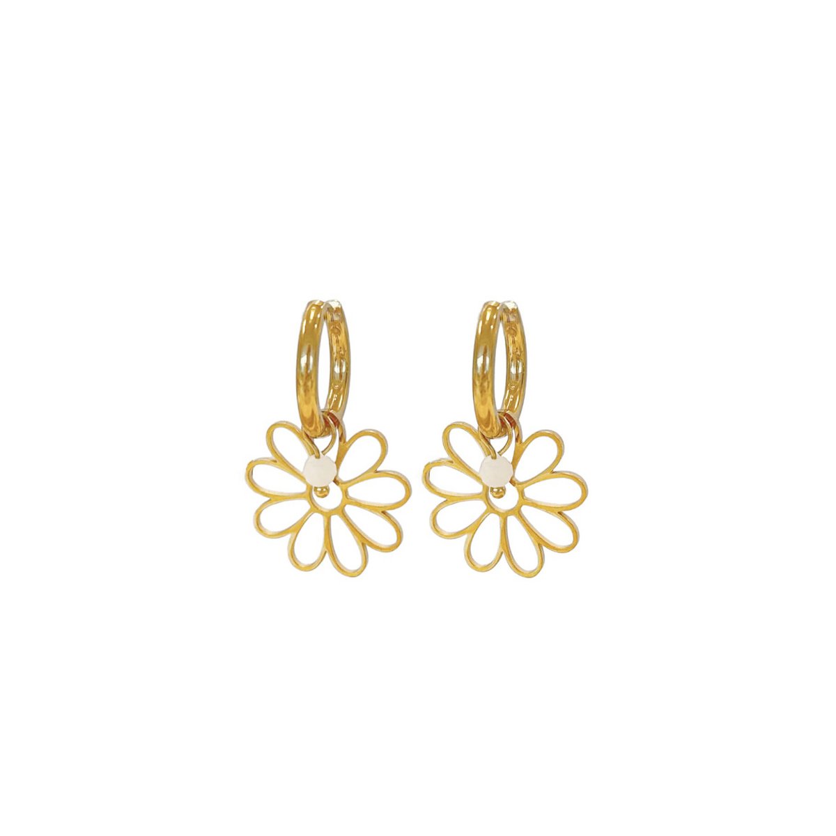 Blumen- und Mondstein-Ohrringe – Gold