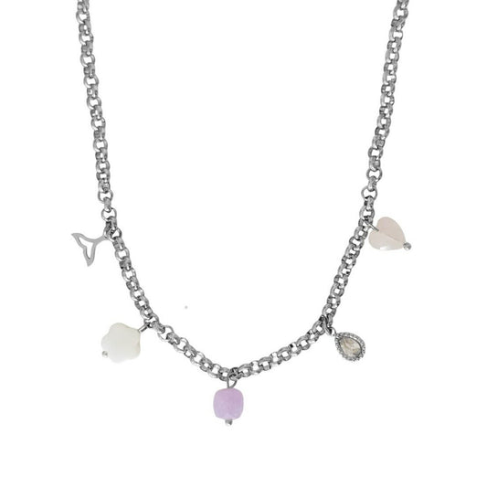 Charm-Halskette Meerjungfrauenschwanz, Muschel und Edelsteine – Silber