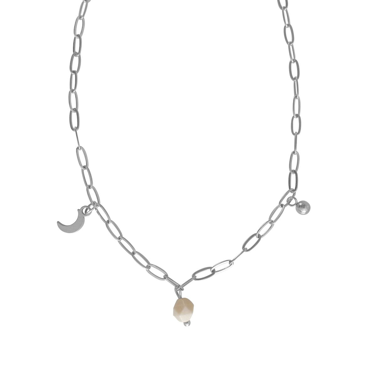 Halskette Mond, Kugel & Jade – Silber