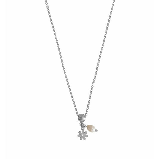 Blumen- und Perlenkette – Silber