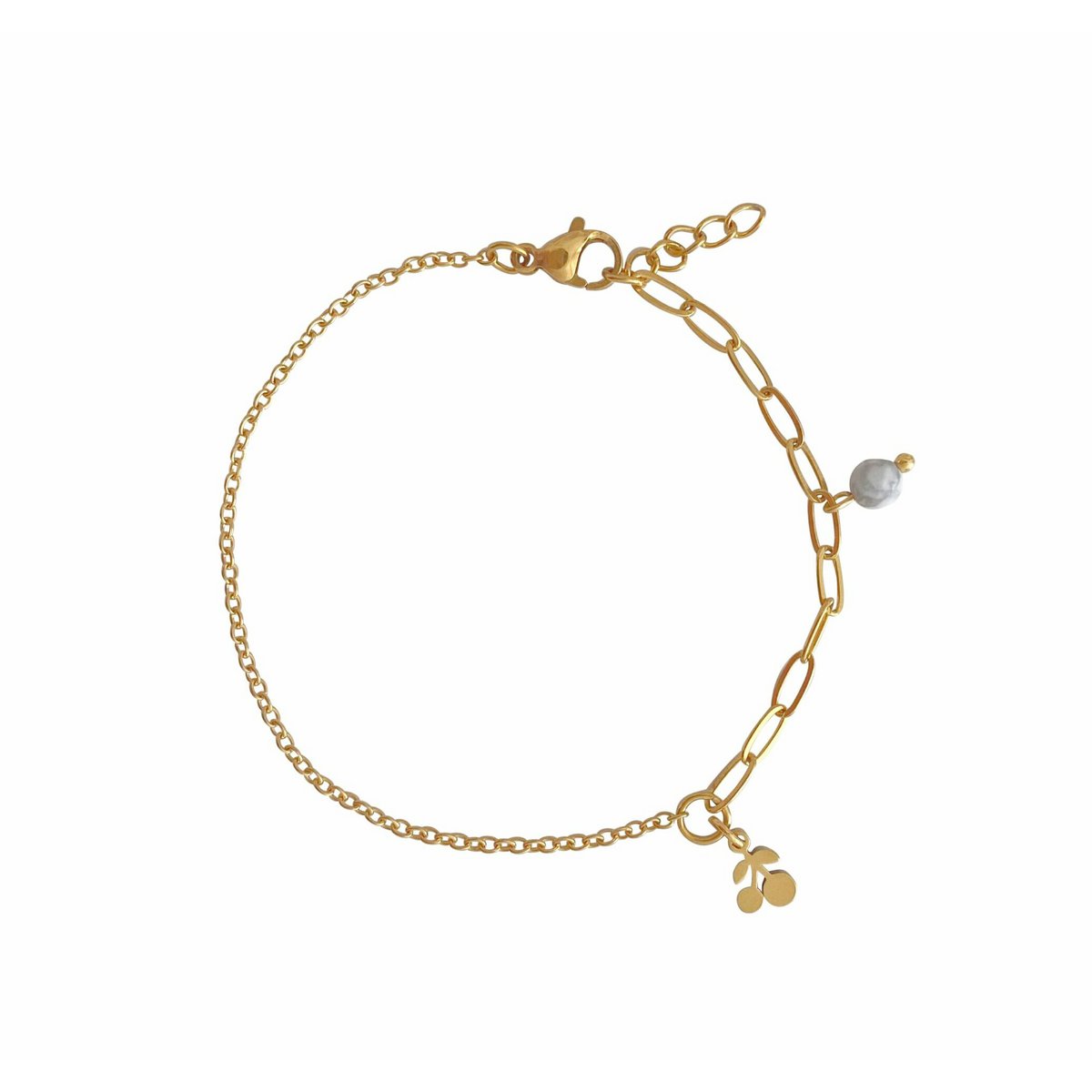 Armband Howlith & Kirsche – Gold
