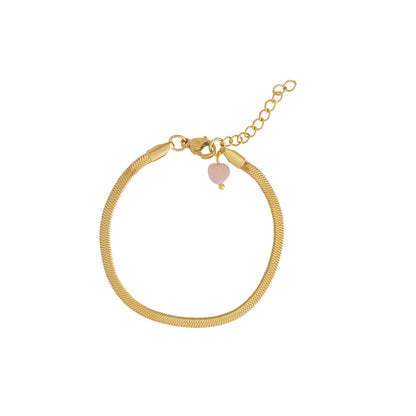 Schlangenkettenarmband & rosafarbener Opal – Gold