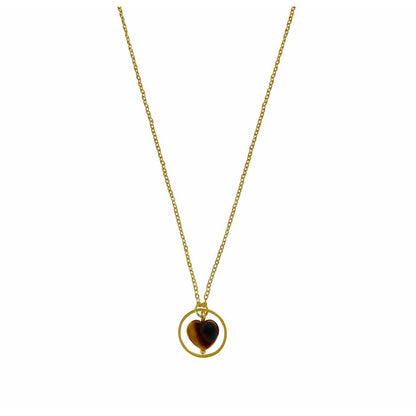 Halskette Tigerauge Herzring - Gold