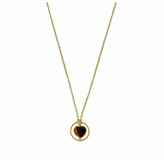 Halskette Tigerauge Herzring - Gold