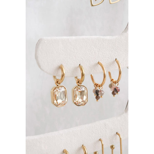 Rhodochrosit- und Labradorit-Ohrringe – Gold