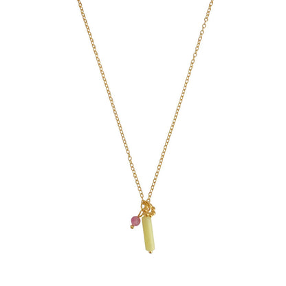Halskette aus Zitronenjade und Turmalin – Gold
