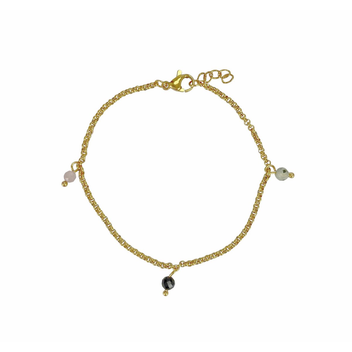 Armband Kunzit, Turmalin & Prehnit - Gold
