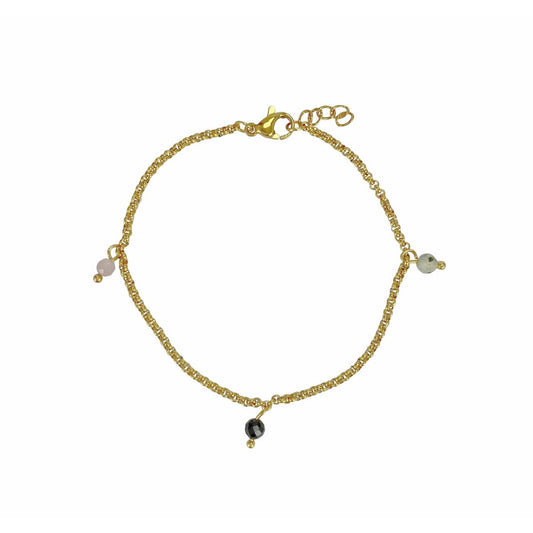 Armband Kunzit, Turmalin & Prehnit - Gold