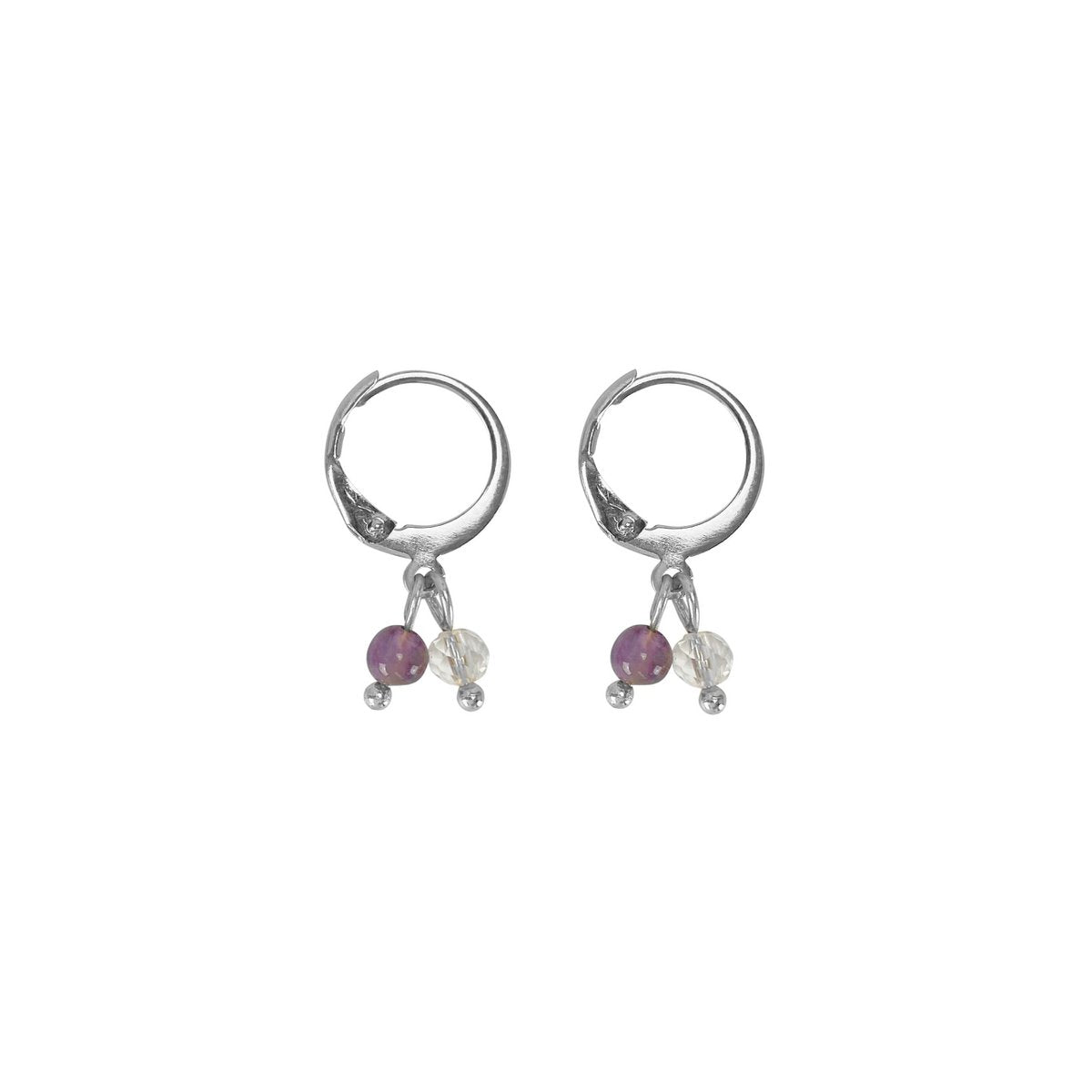 Ohrringe Amethyst & Bergkristall - Silber