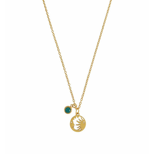 Halskette mit Mond- und Sonnenanhänger – Gold
